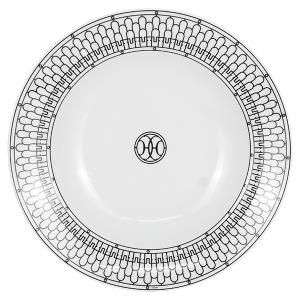 エルメス HERMES プレート ラウンドプラッター ディープ Hデコ H Deco round deep platter ディッシュプレート ホワイト ブラック 3243｜brand-across