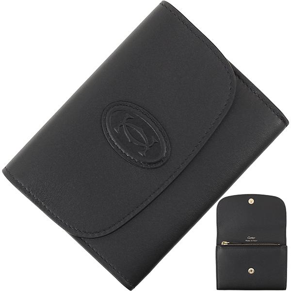 カルティエ 財布 二つ折り マストドゥカルティエ カーフレザー ブラック 5841