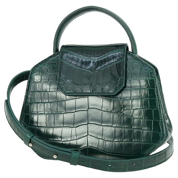 カルティエ ガーランドドゥカルティエ トップハンドルバッグ クロコダイル ダークグリーン 6073