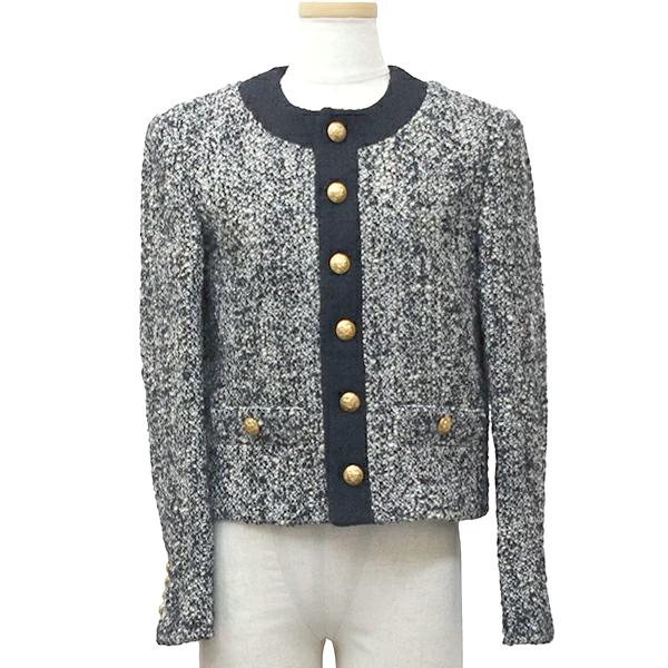 セリーヌ ジャケット Sサイズ レディース ツイード ブラック ホワイト 8792