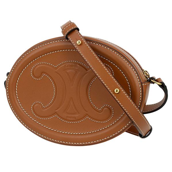 セリーヌ ショルダーバッグ クロスボディ オーバルパース キュイル トリオンフ タン 8793
