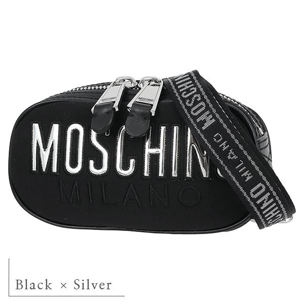 モスキーノ MOSCHINO ボディバッグ ウエストポーチ ナイロン ブラック シルバー 2色 99...