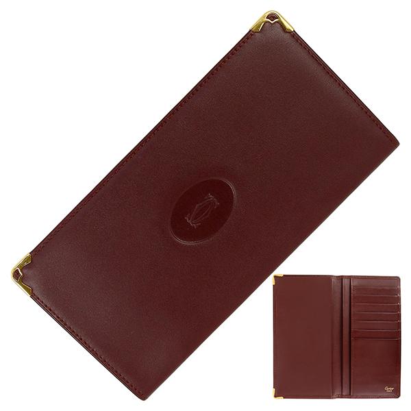 カルティエ 二つ折り長札入れ マストドゥカルティエ カーフレザー ボルドー h-c850