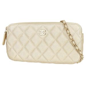CHANEL マトラッセ キャビアスキン レザー 三つ折り財布 アイボリー 白 マトラッセ シャネル CHANEL ランダムシリアル ココマーク 三つ折り