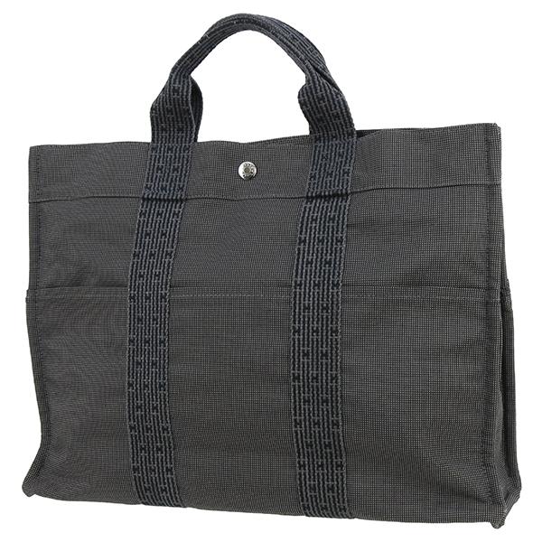 エルメス エールライン トート MM ナイロンキャンバス グレー h-k525