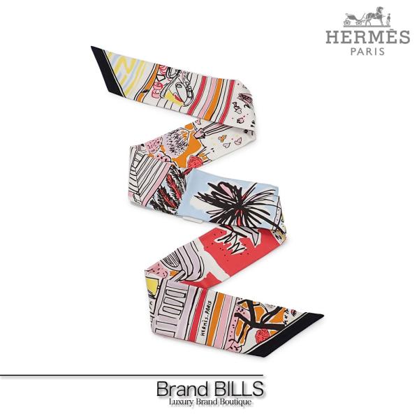 未使用品 HERMES エルメス ツイリー リボンスカーフ レイユール・デテ H063850S コー...