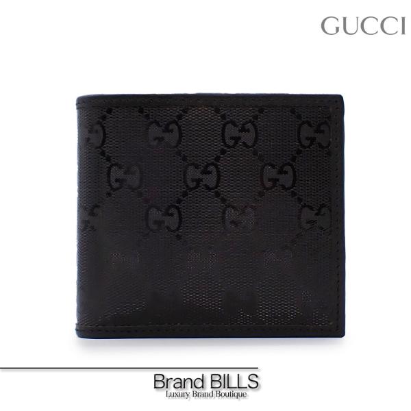 未使用品 GUCCI グッチ GGインプリメ 折り財布 2つ折り 146223 ブラック PVC レ...