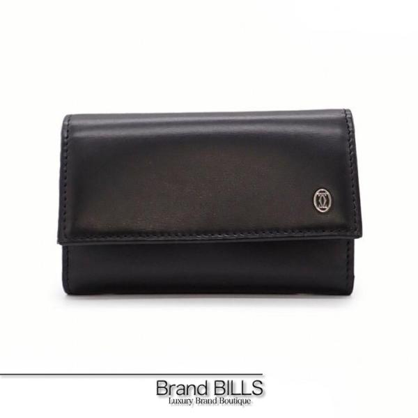 美品 Cartier カルティエ パシャライン キーケース 6連 L3000127 レザー ブラック...