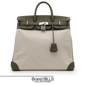 美品 HERMES エルメス オータクロア40 ハンドバッグ トラベルバッグ トゴ トワルアッシュ グリーン系 アイボリー系 バイカラー U刻印