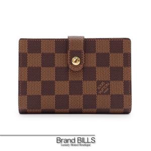 未使用品・訳アリ LOUIS VUITTON ルイ ヴィトン ポルトフォイユ・ヴィエノワ 折り財布 N61674 がま口 ダミエ エベヌ ブラウン ゴールド金具