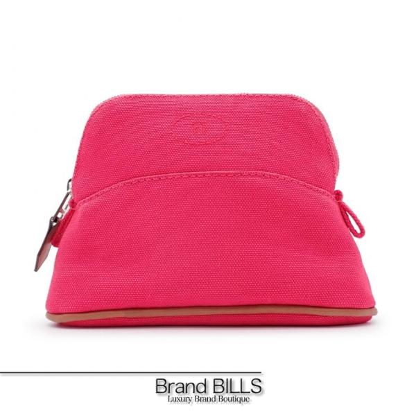 未使用品 HERMES エルメス ボリードポーチ ミニミニ 小物入れ コットンキャンバス Hロゴ ハ...