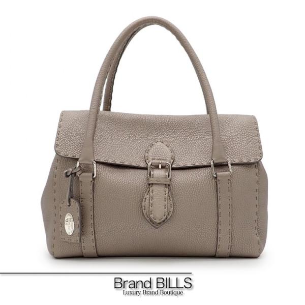 美品 FENDI フェンディ セレリア リンダ ハンドバッグ 8AV009 グレージュ メタリック系...