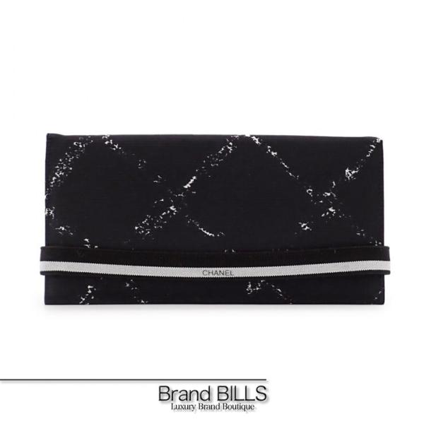 未使用品 CHANEL シャネル 旧トラベルライン 長財布 ゴムバンド ナイロン ブラック ホワイト...