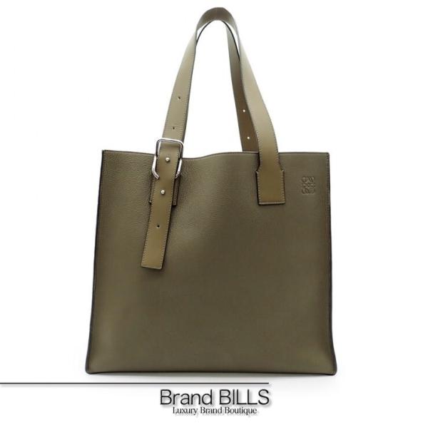 美品 LOEWE ロエベ バックルトート トートバッグ B692L09X01 カーフ カーキ メンズ...