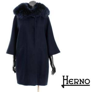 HERNO ヘルノ ダウンコート コート ファー レディース  2way ロング ウール アウター ネイビー タトラス ファー付き ヘルノコート ダウンジャケット 2138｜brand-brand