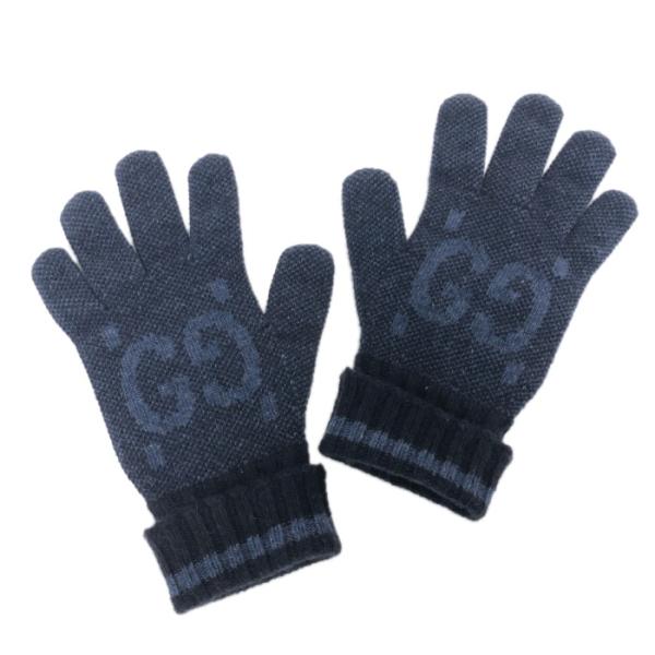 GUCCI グッチ ジャガード カシミヤグローブ 手袋 770386 4GABX ブルー Mサイズ(...