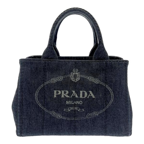 PRADA プラダ 1BG439 デニム カナパ ハンドバッグ レディース ブラック 207627 ...