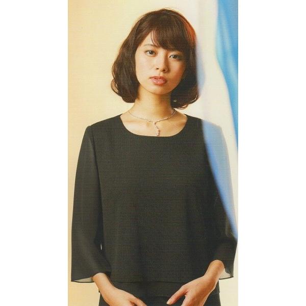 日本製 ストレッチ素材 ノーカラー シフォン袖素材 夏 ワンピース