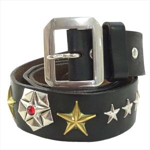 ウルフズヘッド WOLF'S HEAD ワコマリア WACKO MARIA STUDS BELT スター スタッズ ベルト ブラック系 【中古】｜brand-life