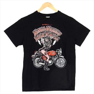 ルイスレザー LEWIS LEATHERS WINGS WHIEELS ROCKNROLL イベント アーティスト名 Tシャツ 黒系 Ｓ 【美品】【中古】｜brand-life