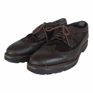 ヤンコ YANKO パンチドキャップトゥ レザーシューズ ブラック系 7.5
