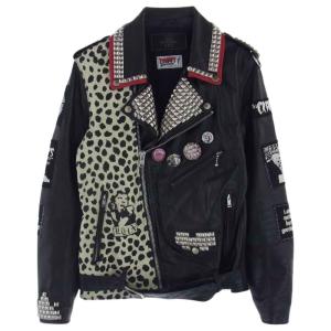 HYSTERIC GLAMOUR ヒステリックグラマー 17AW 06173LB02 THE CRAMPS CR/STUDS&PATCH リメイク ダブルライダース ジャケット【中古】｜brand-life