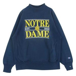 Champion チャンピオン 90s ヴィンテージ 刺繍タグ NOTREDAME ハイネック リバースウィーブ スウェット トレーナー L【中古】｜brand-life