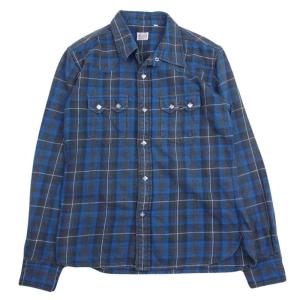 THE FLAT HEAD ザフラットヘッド 長袖 ウエスタン チェック ネル シャツ ネイビー系 38【中古】｜brand-life