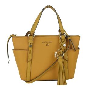 Michael Kors マイケルコース MKロゴ タッセルチャーム付き 2way レザー トート ショルダー バッグ 山吹色系【美品】【中古】｜brand-life