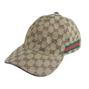 GUCCI グッチ 国内正規品 イタリア製 GGキャンバス 総柄 6パネル キャップ ベージュ系 M 58【中古】｜brand-life