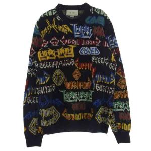 GUCCI グッチ 18AW Metal Mix Wool Sweater メタルロゴ ニット セーター ブラック系 マルチカラー系 XS【中古】｜brand-life