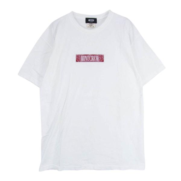 ミントクルー MINTCREW  ペイズリー ボックス ロゴ 半袖 Tシャツ ホワイト系 L【中古】