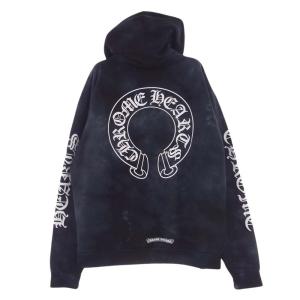 CHROME HEARTS クロムハーツ（原本無） Horseshoe Hoodie タイダイ スウェット プルオーバー パーカー ブラック系 L【美品】【中古】｜brand-life