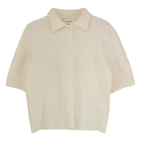 LARDINI ラルディーニ ウール 半袖 ニット ポロシャツ オフホワイト系 S【中古】