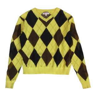 エムエーエスユー MASU 25SS M25K6KN003 REVERSED ARGYLE SWEATER リバースド アーガイル セーター Vネック ニット イエロー系 48【中古】