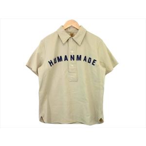 ヒューマンメイド HUMAN MADE ベースボールシャツ ロゴプルオーバーウール半袖シャツ ベージュ系 M 【中古】｜brand-life