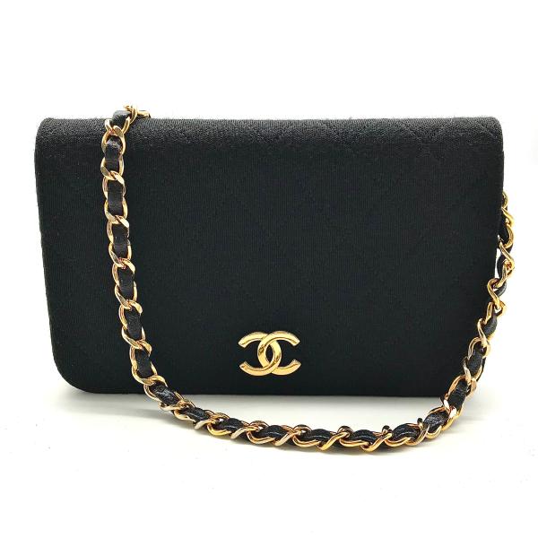 美品 CHANEL ミニマトラッセ コットン プッシュロック チェーン ショルダー ブラック a17...