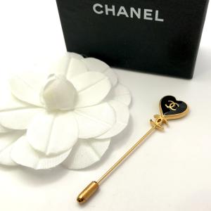 良品 CHANEL シャネル ココマーク ハート モチーフ ピンブローチ アクセサリー ゴールド a2846