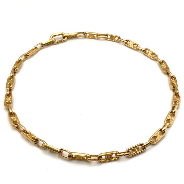 良品 CELINE セリーヌ マカダム トリオンフ リンク ネックレス チョーカー ゴールド アクセ...