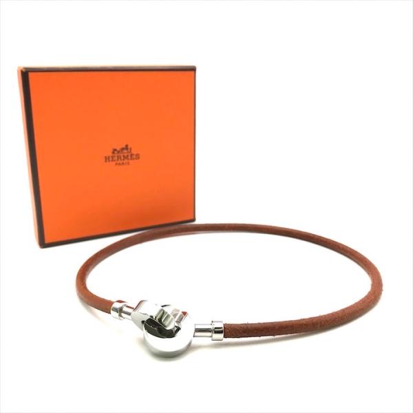 良品 HERMES エルメス レザー ランスロット チョーカー ブレスレット アクセサリー レディー...