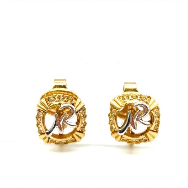 美品 NINA RICCI ニナリッチ ラインストーン ゴールド シルバー コンビ イヤリング アク...