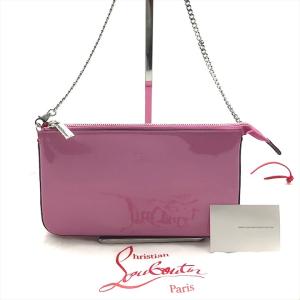 超美品 Christian Louboutin クリスチャン ルブタン チェーン ショルダー バッグ ルビラ 肩掛け ピンク パテント レディース h760