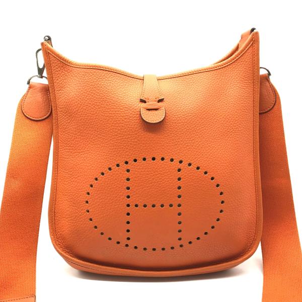 HERMES エルメス エヴリン3 PM トリヨン オレンジ SV 金具 ショルダー バッグ 良品 ...