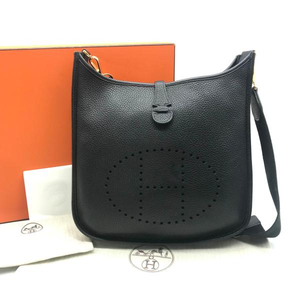 HERMES エルメス エヴリン3 PM トリヨン ブラック G金具 ショルダー バッグ D 刻印 ...