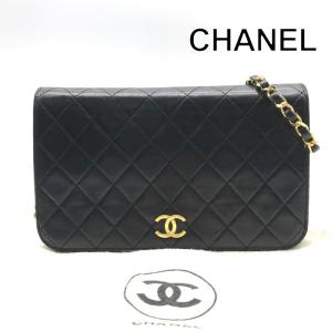 良品 CHANEL シャネル ココマーク マトラッセ ラムスキン チェーン ショルダー バッグ ブラック プッシュロック レディース 鞄 k7646
