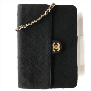 美品 CHANEL シャネル ココマーク コットンジャージ マトラッセ チェーン ショルダー バッグ ブラック m14060