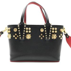 美品 Christian Louboutin クリスチャン ルブタン カバタ レザー スタッズ ハンド ショルダー 2way バッグ レディース ブラック r1570