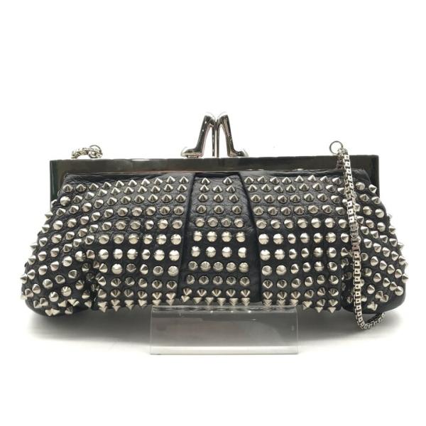 美品 Christian Louboutin ルブタン スタッズ レザー チェーン ショルダー ハン...