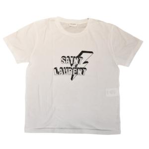 サンローランパリ 半袖Tシャツ SAINT LAURENT カットソー オーバーサイズ 505583 YB2OQ 9744 ホワイト/ロゴプリント｜brand-pit