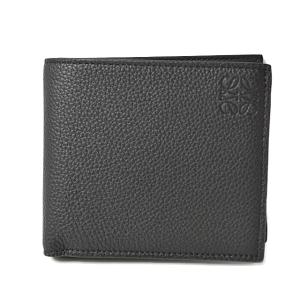 【美品】LOEWE 折り財布 アマソナ アナグラム ゴートスキン 刻印 ブラック LOEWE（ロエベ） 財布 中古 長財布/ラウンドファスナー アマソナ